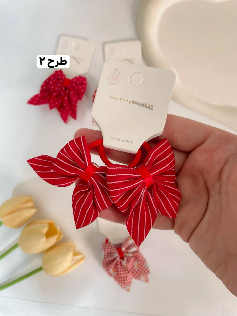 کش موی جفتی پاپیونی قرمز - Image 4