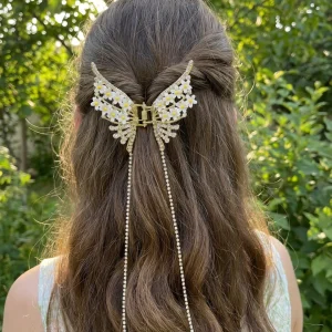 کلیپس مجلسی پروانه آویزدار فول نگین