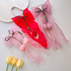 Alternative view of گلسر قفلی پاپیونی حریرتوری با آویز لاله