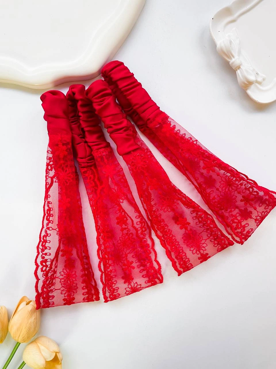 هدبند توری قرمز