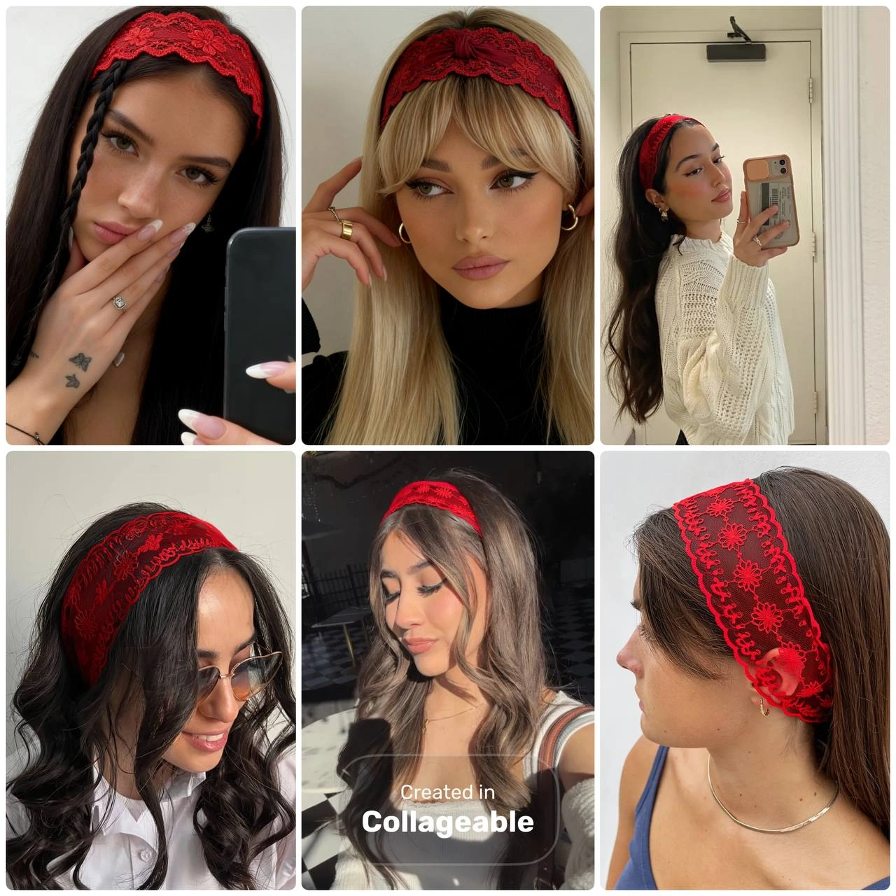 هدبند توری قرمز - Image 2