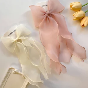 گیره موی پاپیون حریر با گیره چفتی فرانسوی